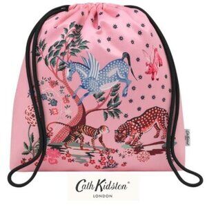 NWT Cath Kidston London Recycled Satin Drawstring Painted Kingdom Pink Bag
